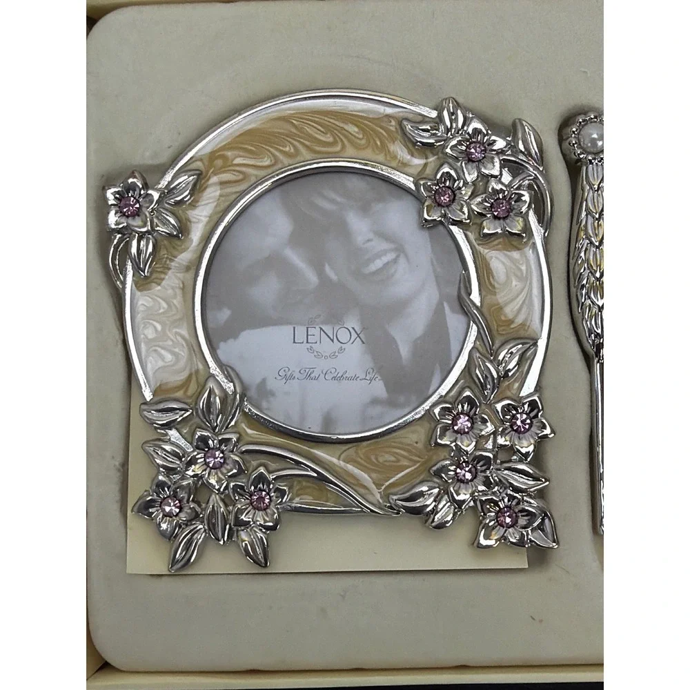 Lenox Vintage Jewel Set of 3 Mini Frames Embellished Enamel Pearls Rhinestones